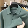 Moda para hombre al por mayor: popular suéter de punto de manga larga con cuello camisero, nueva camisa básica lisa casual de otoño e invierno para hombre