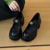 Elegantes Sapatos Mary Jane de Salto Alto para Mulheres com Velcro, Boca Rasa, Sola Grossa, Pequenos Sapatos para o Dia a Dia, Pequenos Sapatos de Couro