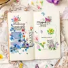 Pegatinas PET translúcidas impermeables con motivos florales para journaling DIY y decoración de diarios, pegatinas de plantas y flores frescas y delicadas transfronterizas