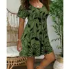 Vestido Popular de Amazon Verano 2022 Nuevo Transfronterizo Europeo y Americano Falda Vestido Estampado de Manga Corta de Verano