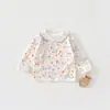 Ropa para Recién Nacidos Primavera y Otoño Algodón Puro 0-3 Meses Camiseta de Espalda Media Clase A Top Sin Costuras Ropa para Bebé en Sala de Partos