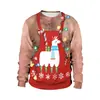 Amazon Caliente Fiesta Navideña Eliminación de Vello del Ombligo Impresión Digital 3D Sudadera de Cuello Redondo Parejas Sudadera