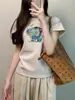 Camiseta de Manga Corta con Diseño de Elefantito Nuevo de Verano Único de Nicho para Mujer Moda Versátil Casual Top Exterior Camisa Base