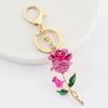 Coreano Criativo Bonito Diamante Rosa Carro Chaveiro Bolsa Feminina Acessórios Flor Pingente de Metal Pequeno Presente