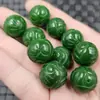 Jadear Seco Verde 18mm Contas Redondas Contas Espalhadas de Jade Contas Ruyi Gravadas Esmeralda Acessórios para Pulseira Colar diy