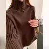 Suéter de punto de cuello alto abotonado, estilo coreano, sencillo, para el trabajo, otoño e invierno, para mujer, corte holgado, modelo nuevo