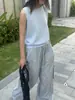 Padrão de Pintura Moderno 15 Cores Disponíveis Sem Costura Peça Única Popular Tencel Toque Fresco Gola Redonda Tricô Colete para Mulheres 01051