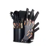 Juego de Utensilios de Cocina de Silicona de 19 Piezas con Soporte para Cuchillos de Acrílico Utensilios de Cocina de Silicona Cuchillo con Barril de Almacenamiento Traje Antiadherente