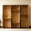 Armario de Madera Maciza Color Nogal Negro con Cuatro, Cinco o Seis Puertas para Apartamentos Pequeños, Armario Doble Puerta Minimalista Moderno Estilo Chino para Dormitorios, Transfronterizo