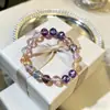 Pulsera de imitación de amatista natural y cristal rosa, diseño de nicho, sensación de alta gama, pulsera de cristal de rombo facetado irregular para mujer