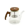 Tetera de Vidrio de Borosilicato Alto con Mango de Madera, Resistente al Calor, Adecuada para Uso Doméstico, con Separación de Té y Agua, Tetera para Flores, Fabricante
