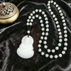 Colar Guanyin Buda Jade Imitação Pingente de Vidro Calcedônia Verde Corrente Longa para Suéter para Homens e Mulheres Presente para Transmissão ao Vivo Atacado