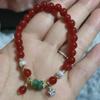 Pulsera de cristal de ágata roja versión coreana ins anillo individual para mujer estrella de cinco puntas micro incrustado circonita pulsera de perlas de agua dulce