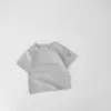 Camiseta Básica de Color Sólido para Bebé de Manga Corta Verano Puños en las Mangas con Bordado de Oso Top Holgado Básico de Media Manga