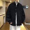 Camisa de trabajo casual estilo japonés en capas para hombre, nueva para primavera y otoño, holgada, casual, color liso, manga larga, tipo chaqueta