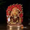 Buda Yuan Hui Nepal 6 pulgadas Hecho a Mano Cobre Medio Dorado Negro Seis Brazos Mahagala Protectores Como Buda Negro Grande