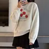 Sudadera Blanca Gris con Cuello Redondo Oversize Estampada para Mujer Nueva Otoño e Invierno Holgada Perezosa Estilo Americano Moderno Marca Top Holgado