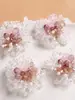 Moda Japonesa Dulce Versátil Tejido a Mano Vidrio Racimo de Flores Rosas Pendientes DIY Accesorios para el Cabello Accesorios para la Ropa