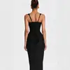Amazon 2026 Nuevo Vestido Largo Bodycon Elegante de Estilo Europeo y Americano, sin Mangas, de Cintura Alta, con Lazos, Ajustado, con Pliegues Tridimensionales y Patchwork para Mujer