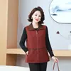 Coleção outono e primavera da mamãe: colete de tricô jacquard, jaqueta sem mangas plus size com bolsos, colete patchwork para mulheres de meia-idade e idosas
