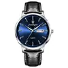 Reloj Suizo Nuevo para Hombre con Calendario Doble, Correa de Cuero, Movimiento de Cuarzo, Dropshipping en Transmisión en Vivo