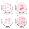 Porta-copos Transfronteiriços Doces e Curativos com Laço, Padrões de Cereja e Laço Rosa, Tapetes para Xícara de Chá com Atmosfera Feminina