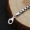 Atacado s925 prata de lei tendência da moda estudante prata tailandesa Coringa joia de mão simples personalidade pulseira caixa quadrada