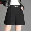 Novedad Otoño/Invierno 2026 Estilo Elegante Sencillo Cintura Alta Adelgazante Versátil Shorts de Traje para Mujer Pantalones de Pierna Ancha Línea A a la Moda