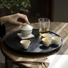 Juego de té de kung fu pequeño gris con hierba y madera para el hogar Moji, caja de regalo, funda para juego de té, juego de cuencos, regalo de mano