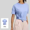 Roupa de Yoga Seda Leite Fosca Camiseta Manga Curta Feminina Verão Solta Dividida Secagem Rápida Fitness Top Esportivo Camisa de Corrida