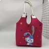 Bolsa Tote de Feltro para o Ano Novo com Estampa Colorida Simples, Bolsa de Mão de Feltro de Grande Capacidade, Logo Personalizável