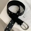 Cinturón Ins de Doble Fila con Remaches, Estilo Coreano Simple, Personalizado, Moderno, Versátil, Cinturón Casual para Jeans, Faldas, Accesorio
