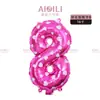 Venta Caliente 16 pulgadas Imitación Belleza Globos Digitales Fiesta de Cumpleaños Infantil Decoración de Eventos Arreglo Globos de Película de Aluminio Venta al por Mayor