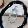 Cadena para colgar funda de teléfono de vidrio con cuentas de flor de borla, colgante de cristal exquisito, accesorio para bolso, adorno de cordón para llave de coche