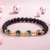 Pulseira de Cristal Fantasma Verde Imitação de Obsidiana, Novo Estilo, para Mulheres, Contas que Atraem Riqueza e Melhoram a Sorte, Pulseira de Amizade, Joia de Nicho