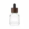 Botella Cuadrada Transparente con Arco Interior de 30ml Botella Gotero para Aceites Esenciales Botella de Esencia Botella Recargable para Perfume Botella Gotero Esmerilada de 30ml