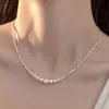 Collar de Perlas de Plata Rota Transfronterizo Simple Ins Francés de Gama Alta Lujo Accesible Regalo para Novia Día de San Valentín Mejor Amiga