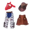 Traje vaquero occidental Ropa de fiesta para niños Ropa para juegos de rol traje Ropa de rendimiento para bebé pesado para hombre Set de 4 piezas
