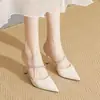 Salto Alto Europeu e Americano Bico Fino com Tira de Strass, Novo Modelo Verão 2025, Salto Fino, Sandálias Fechadas Sexy e Elegantes