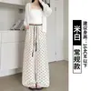 Pantalones de Lino de Lunares de Pierna Ancha para Mujer, Nuevo Estilo de Verano, Cintura Alta, Caída Suelta, Pantalones Rectos Estilo Coreano, Pantalones Casuales de Algodón y Lino Sueltos y Relajados