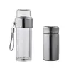 Infusor de té de titanio puro de doble capa, taza de agua de vidrio de borosilicato alto para mujeres, taza de té con separación de té y agua, alto valor estético, taza de té para viajes
