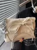 Bolsa de Ombro Plissada Estilo Ballet Nova Tendência com Laço Bolsa Transversal Casual com Corrente para Mulheres