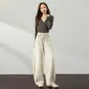 Pantalones casuales de pierna ancha estilo japonés hechos a medida, nueva colección de otoño, pantalones casuales curvos, versátiles para otoño e invierno, adelgazantes y con buena caída