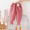 Calça Elegante de Inverno para Menina Nova Calça de Lã Fashion com Flor Tridimensional Peça Única de Veludo Calça Fofa Venda Direta
