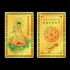 Estátua de Buda, Cartão de Buda Portátil de Metal, Bodhisattva Guanyin, Bodhisattva Ksitigarbha, Cartão Portátil de Paz com Impressão Personalizada, Cartão Dourado