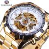 Reloj mecánico automático informal dorado de moda para hombre Forsining 340
