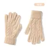 Guantes Estilo Transfronterizo de Amazon para Mujer Otoño Invierno Cálidos de Cinco Dedos Tejidos de Lana Engrosados Protección contra el Frío Ciclismo al Aire Libre Pantalla Táctil