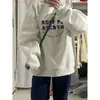 Sudadera Redonda Estilo Retro Americano para Mujer, Primavera y Otoño 2025, Marca de Moda Oversize High Street, Forro Polar, Top sin Capucha para Invierno