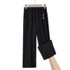 Pantalones de Madre Verano Delgados Pantalones Recortados Cintura Alta Rectos Pantalones para Mujeres de Mediana Edad y Ancianas Sueltos Pantalones de Suegra Pantalones de Abuela Color Sólido