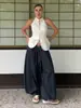 Calça Harem de Algodão Puro Transfronteiriça Moda de Rua Europeia e Americana Outono 2025 Casual Preguiçosa Wide-Leg Longa Calça Harem Solta para Mulheres